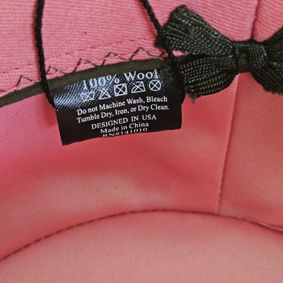 Pink Wool Wide Brim Fedora Hat Adjustable Bow Detail - Picture 8 of 11